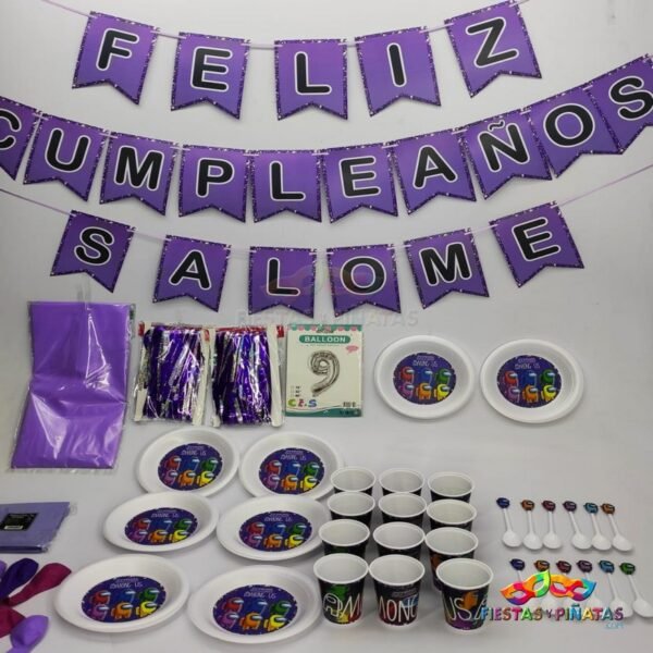 kit de decoración personalizado para fiestas infantiles| Decoración temática Among us para cumpleaños infantil fiestas y piñatas Bogotá
